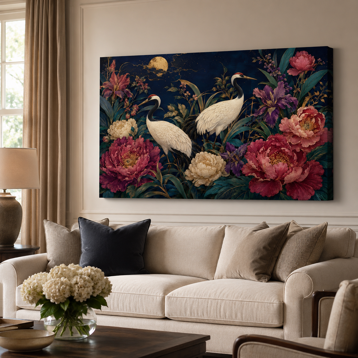 Moonlit Crane Garden