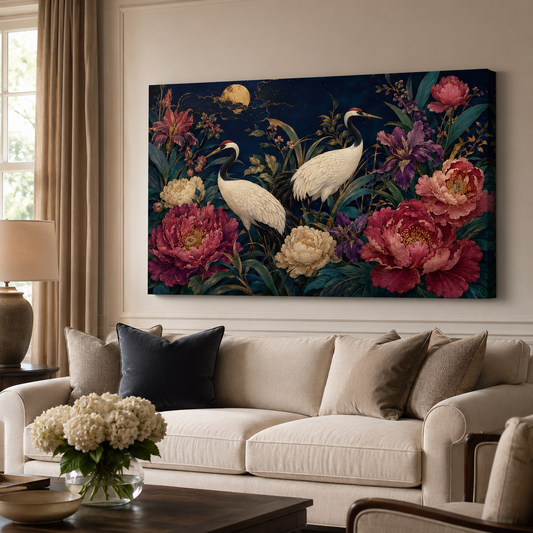 Moonlit Crane Garden