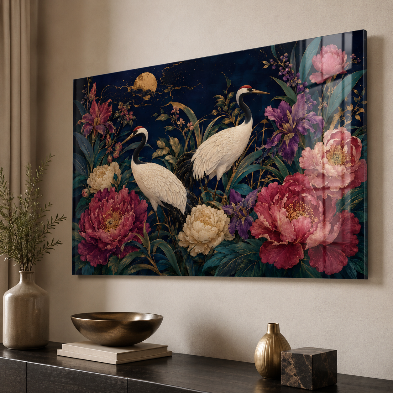 Moonlit Crane Garden