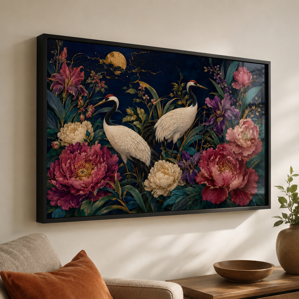 Moonlit Crane Garden