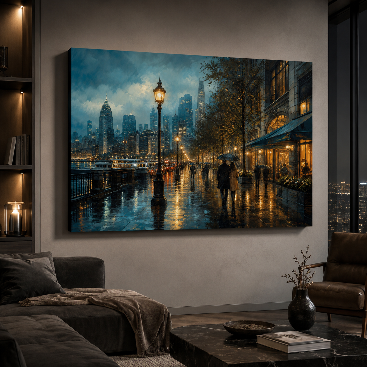 City Lights in the Rain